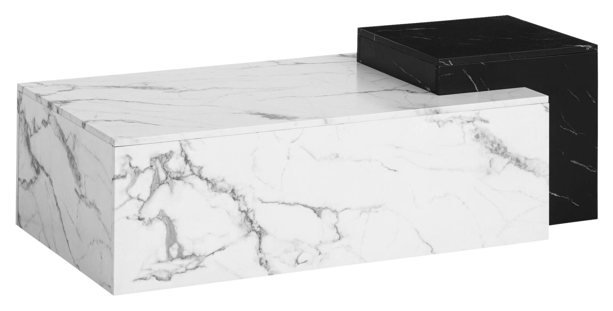 Wohnling Couchtisch weiß Marmor schwarz B/H/T: ca. 120x40x60 cm