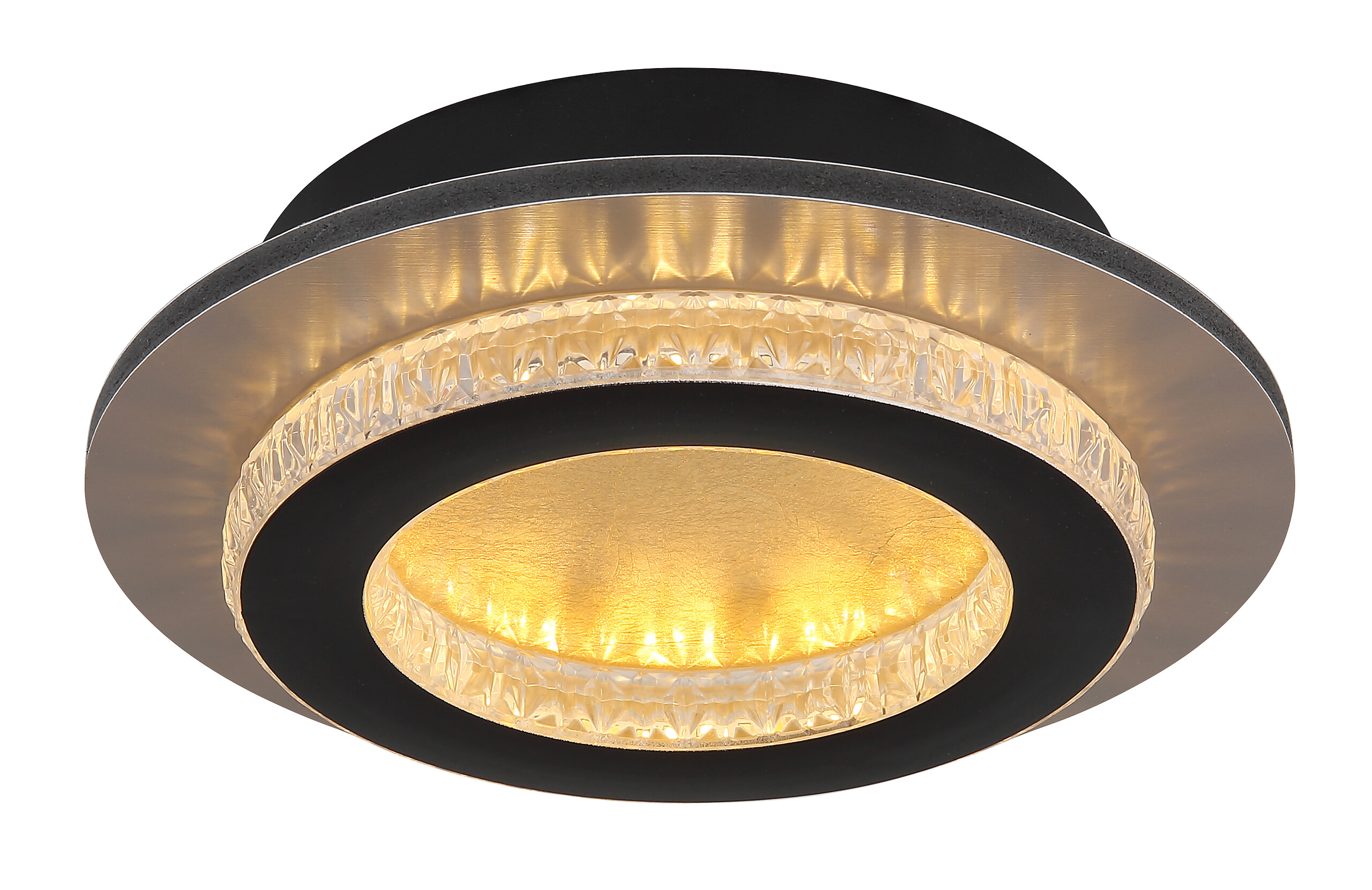 GLOBO LED-Deckenleuchte mattschwarz klar gold Metall Kunststoff H/D: ca. 5,5x20 cm 1 Brennstellen