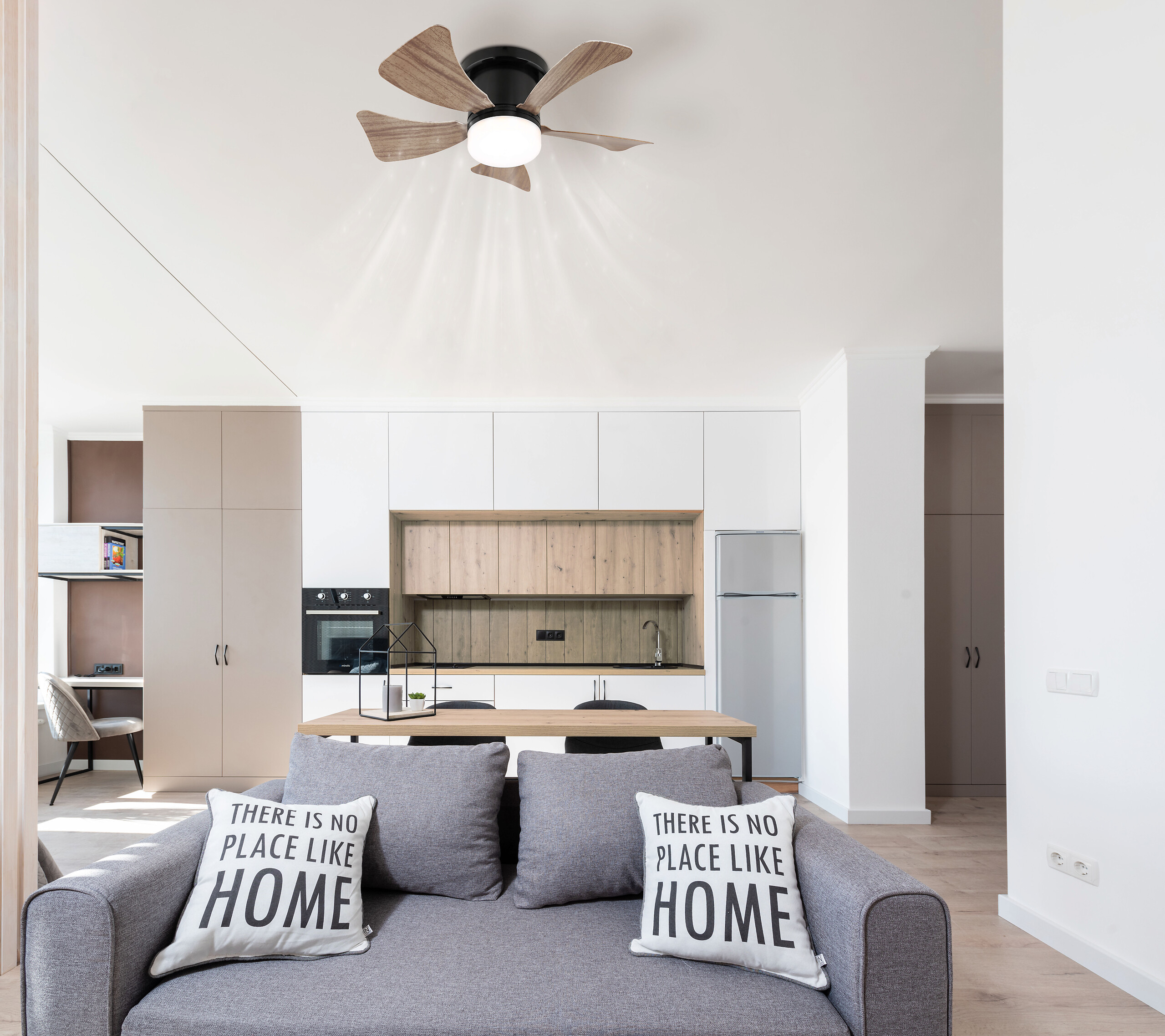 GLOBO LED-Deckenventilator mattschwarz dunkelbraun Opal Kunststoff Metall H/D: ca. 13x40,6 cm 1 Brennstellen