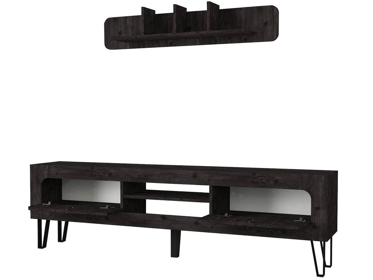 Wohnwand Emerald Rebab braun dunkelgrau B/H/T: ca. 180x55x30 cm