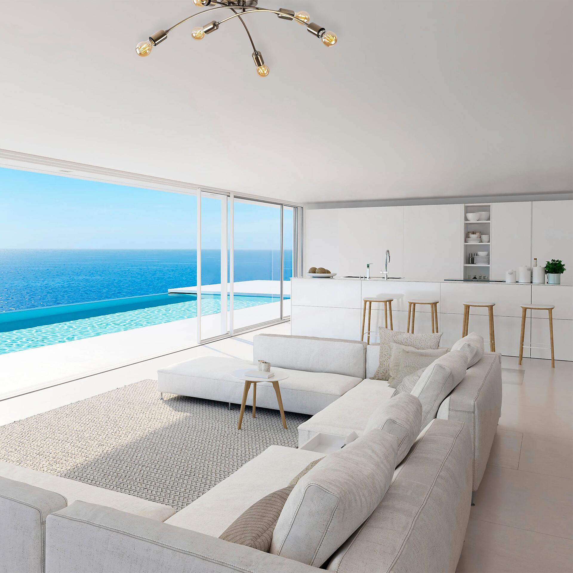 Opviq Deckenleuchte Banana-1141 Metall B/H/T/L/D: ca. 67x25x67x67x67 cm E27 6 Brennstellen