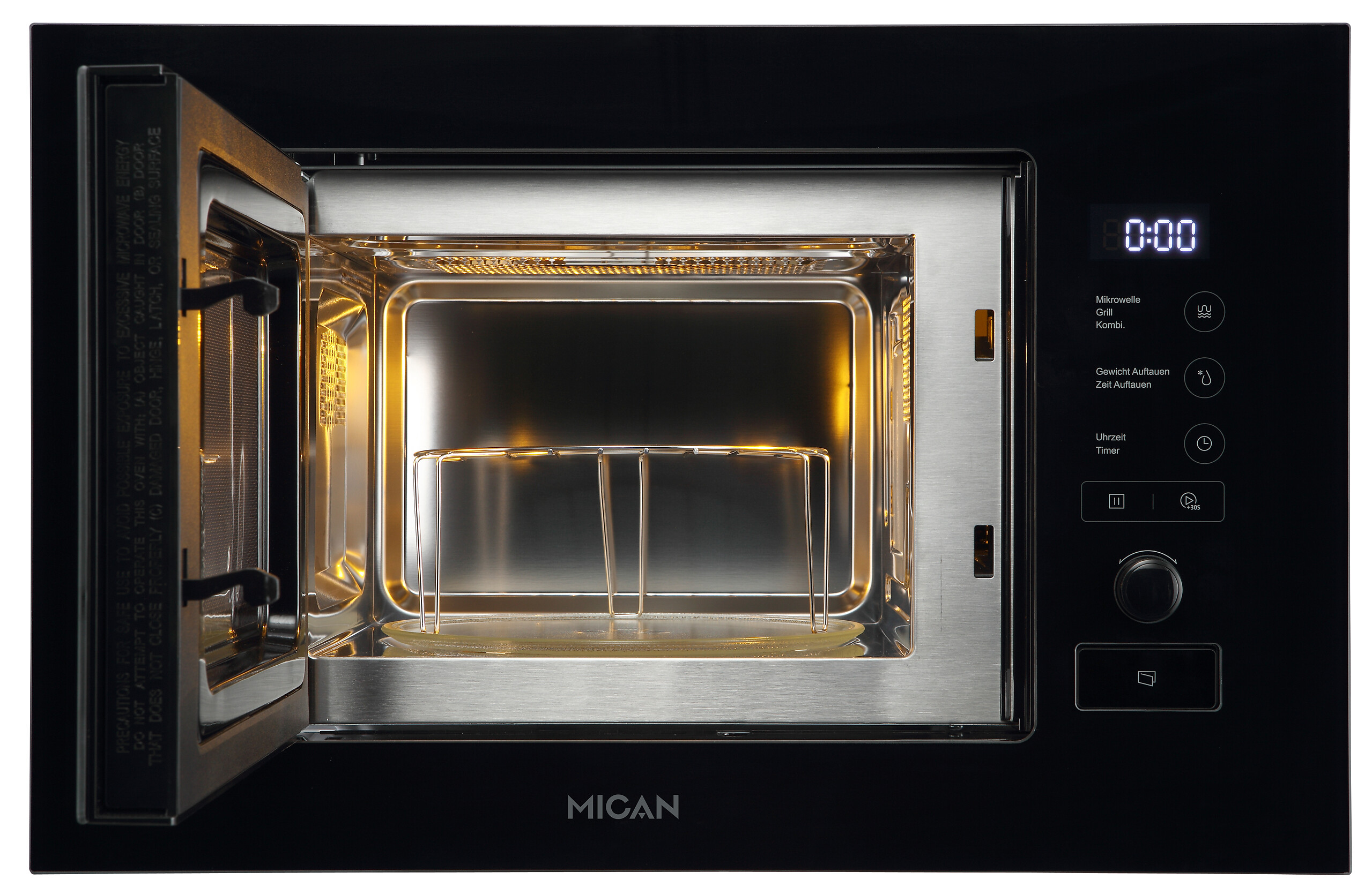 Mican Einbaumikrowelle MGM17SCBG schwarz Edelstahl B/H/T: ca. 59,5x38,2x32 cm