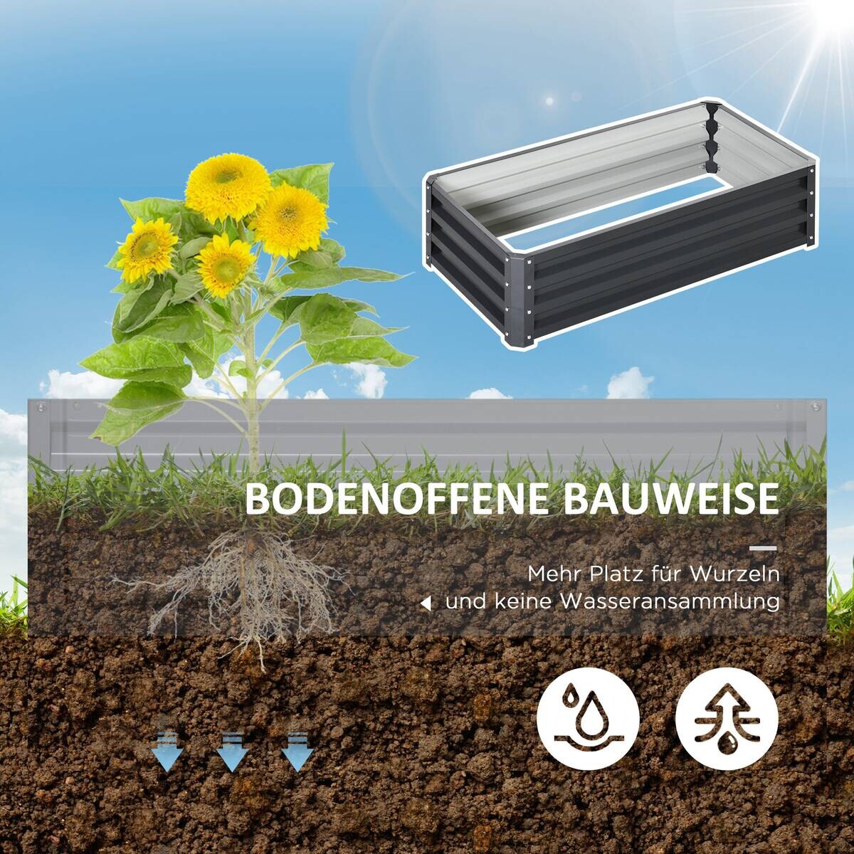 Outsunny Hochbeet grau Polypropylen B/H/L: ca. 60x120x30,5 cm