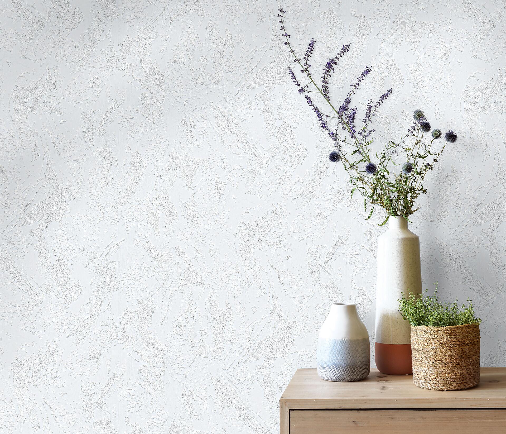 Vliestapete Glitzeroptik weiß B/L: ca. 53x1005 cm