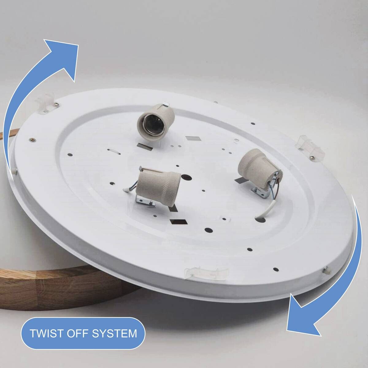 Lamkur Deckenleuchte ANELLO 41308 Eiche Glas Holz H/L: ca. 8x47 cm E27 3 Brennstellen