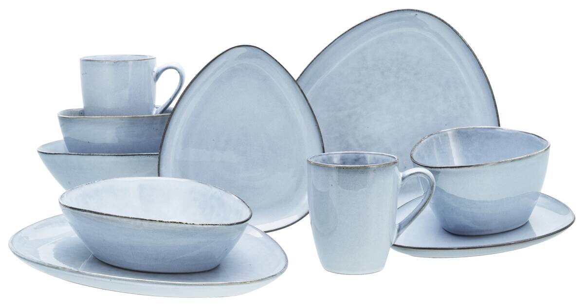 CreaTable Kombiservice Cloudy Skyblue blau Steinzeug 10 tlg.