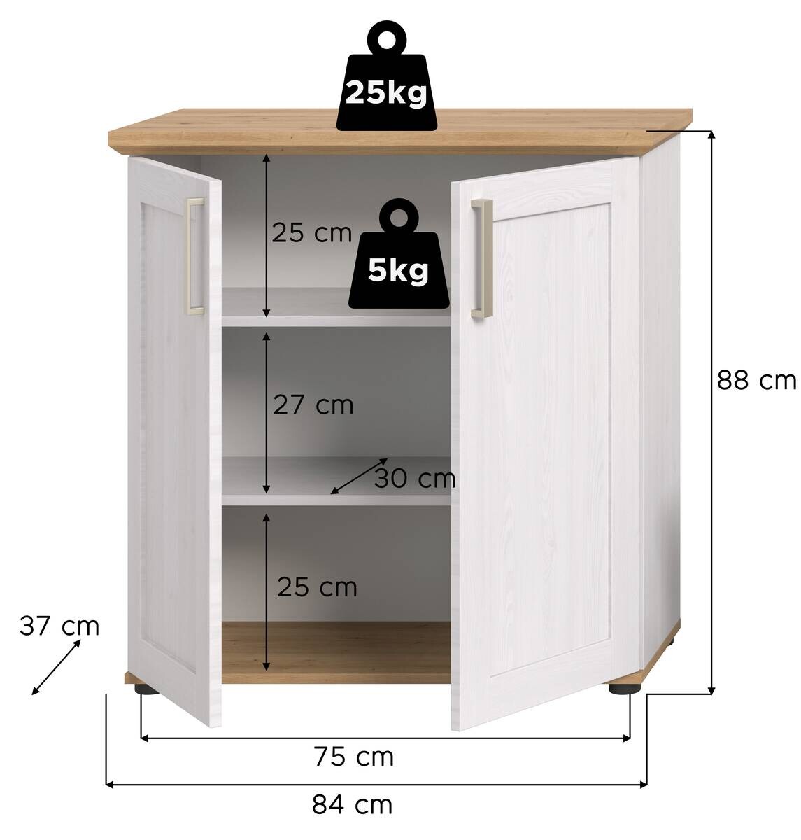 Highboard VERONA Lärche Nachbildung Eiche Nachbildung B/H/T: ca. 84x88x37 cm