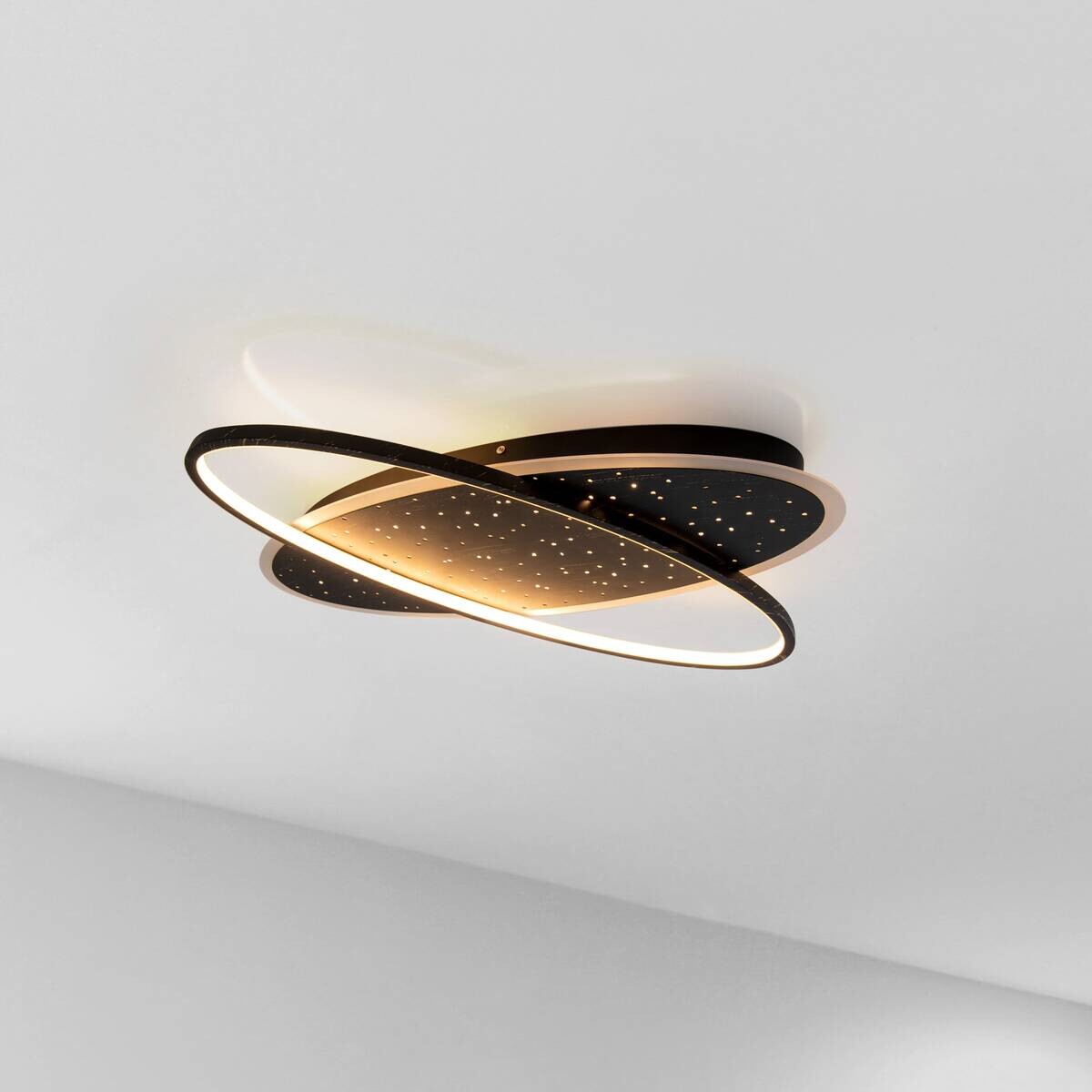 Näve Leuchten LED-Deckenleuchte schwarz Kunststoff Metall B/H/T: ca. 60x6,5x47 cm