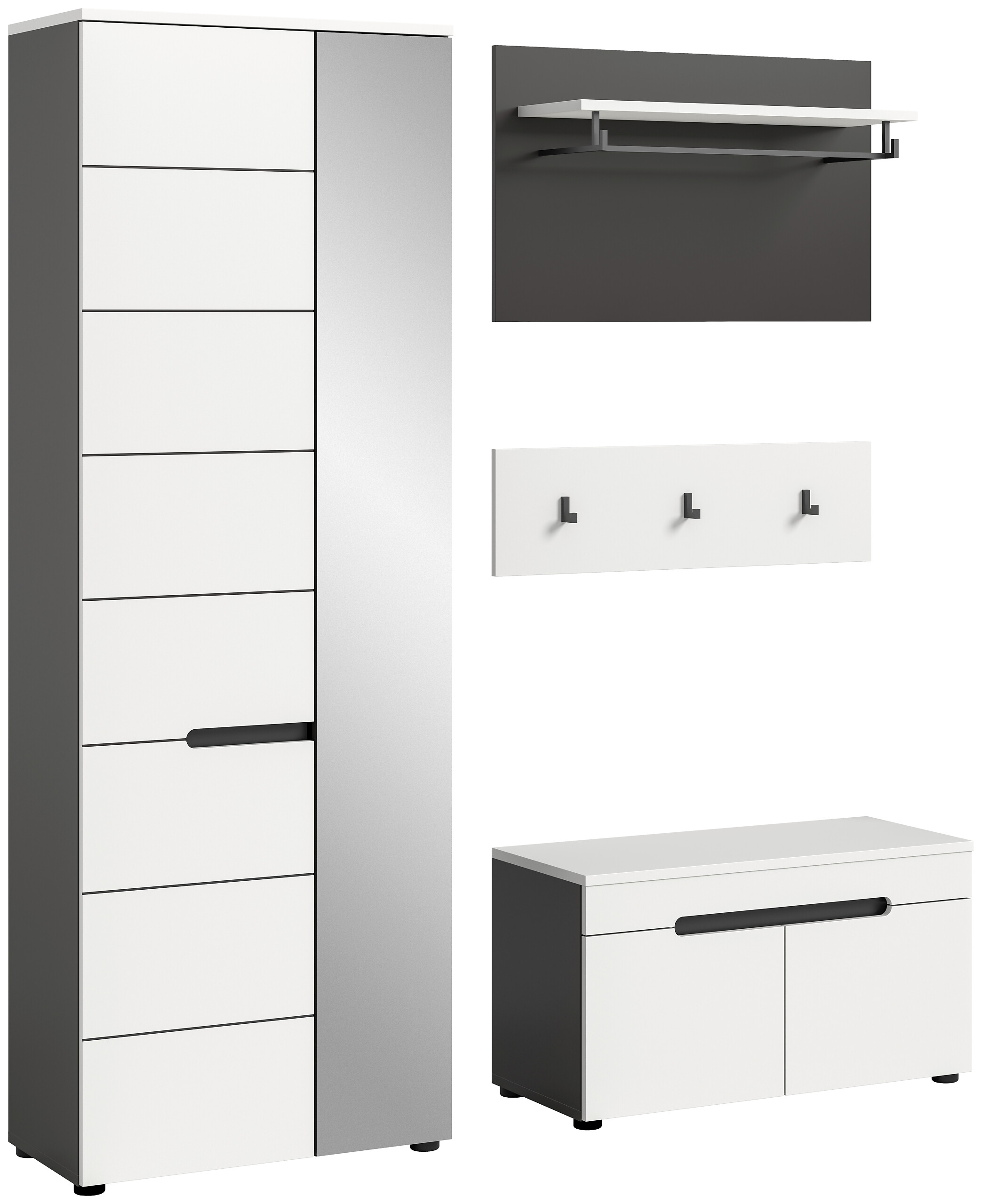 Garderobe Canu basaltgrau Nachbildung weiß B/H/T: ca. 160x190x37 cm