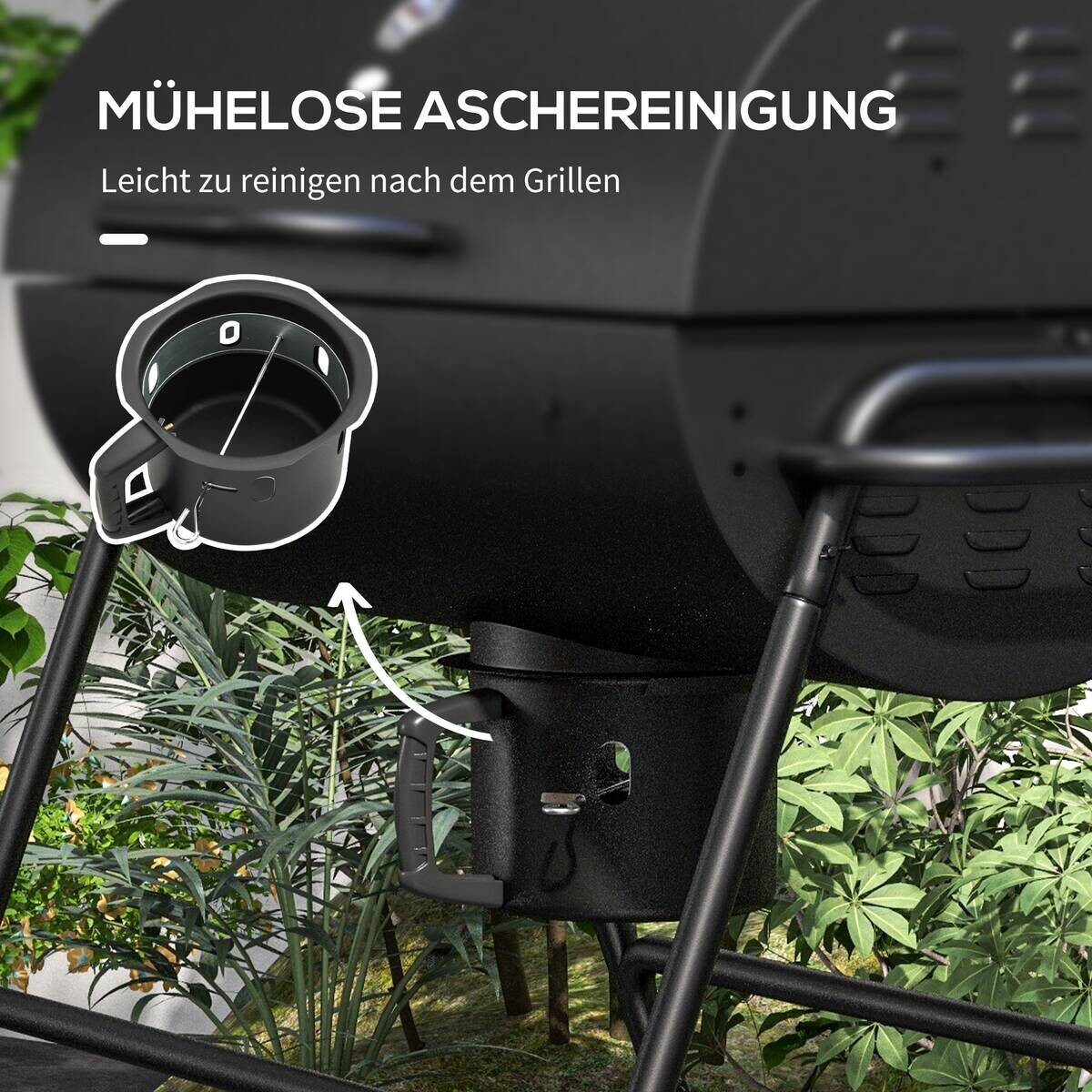Outsunny Holzkohlegrill Metall B/H/L: ca. 71,5x102x95 cm