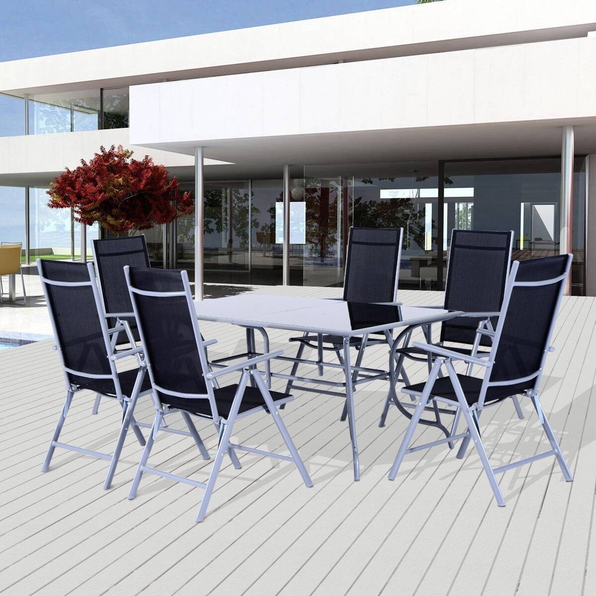 Outsunny Gartensitzgruppe schwarz Aluminium