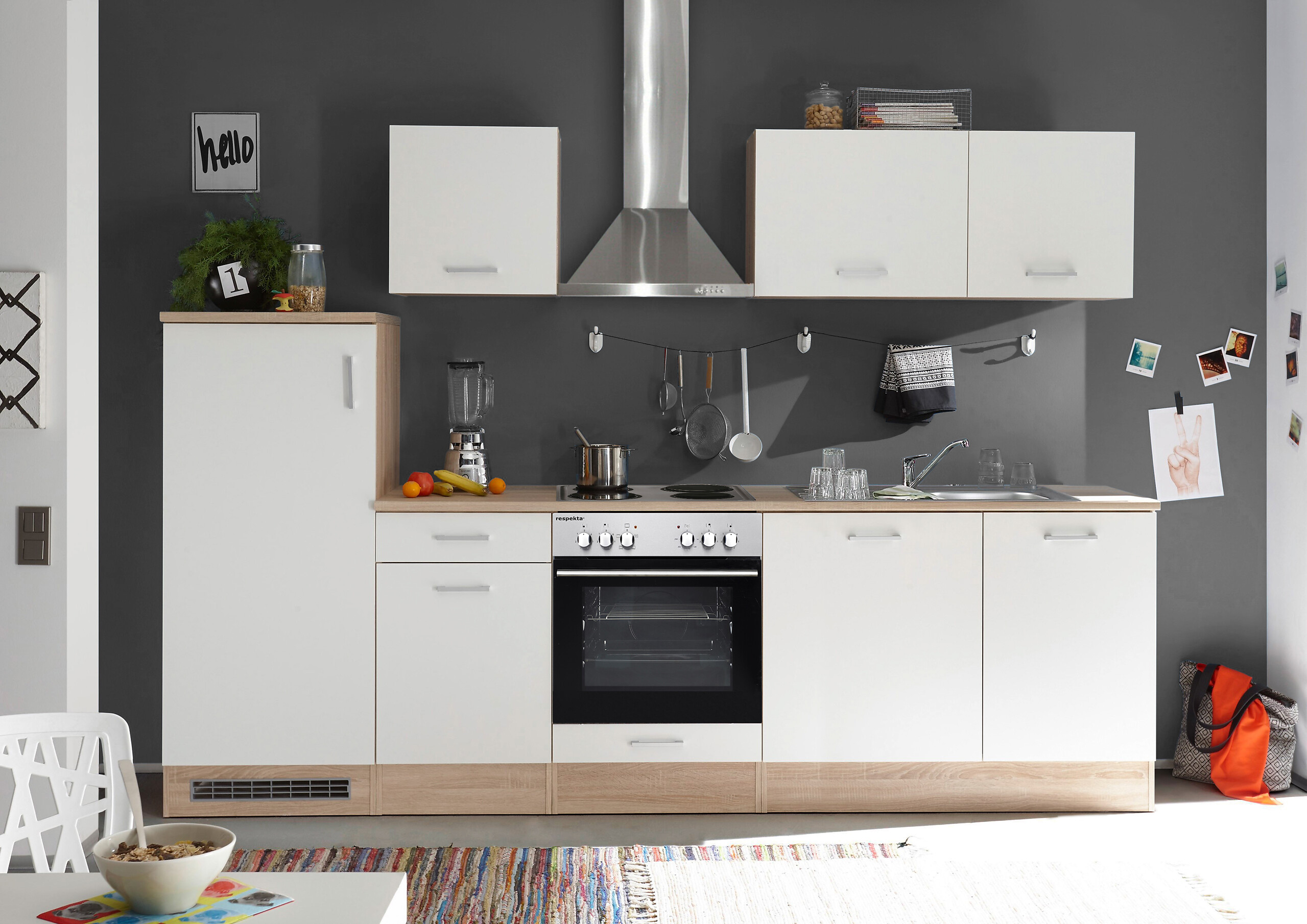 Respekta Küchenblock Economy weiß matt B/H/T: ca. 280x200x60 cm