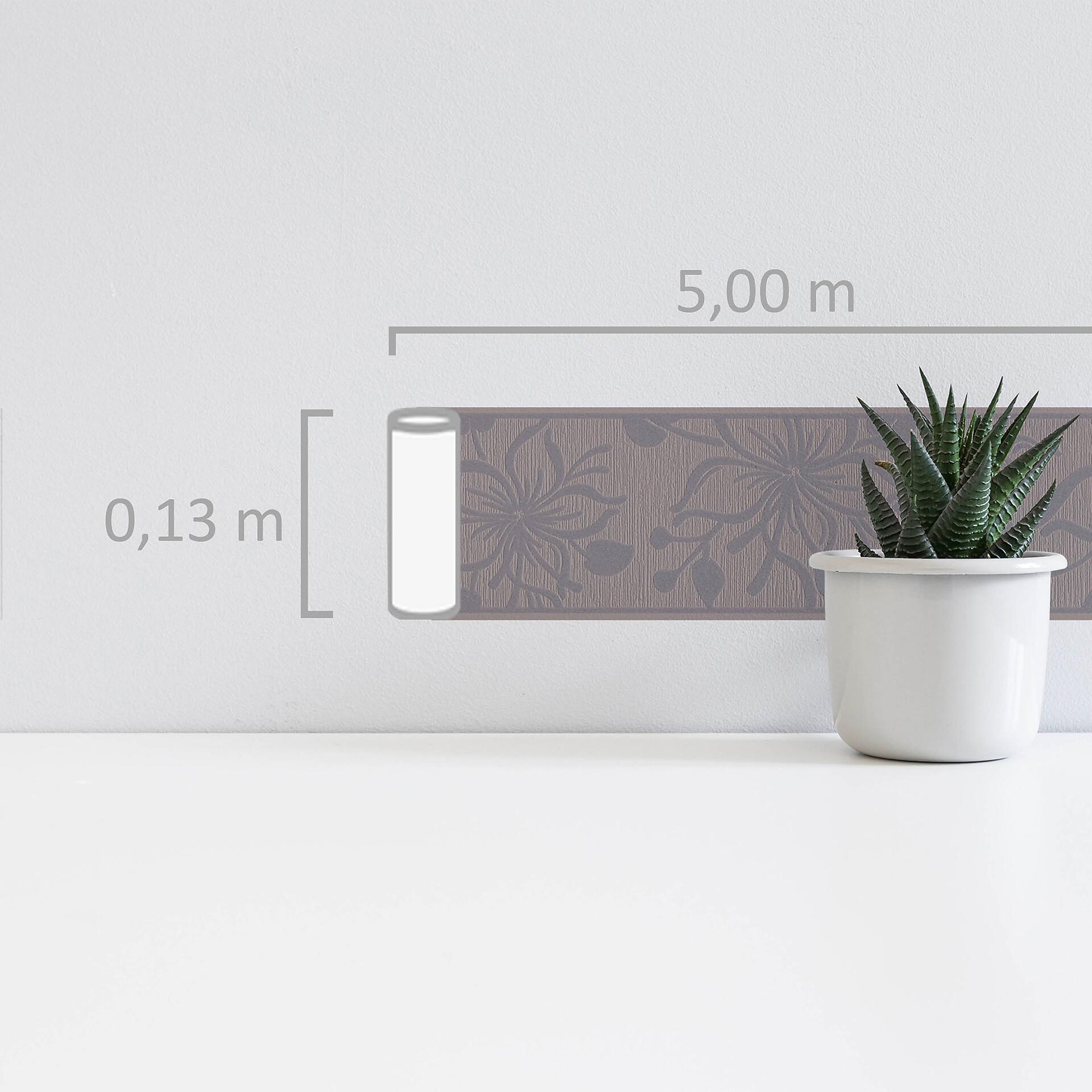 Borte Blumenranke grau B/L: ca. 13x500 cm