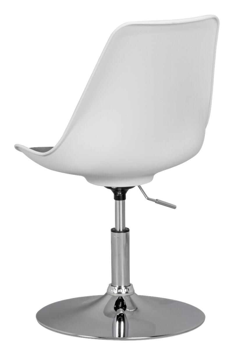 Drehstuhl weiß grau Chrom Kunststoff Stoff Metall