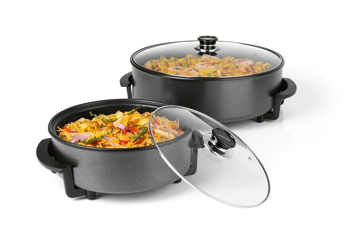 GOURMETmaxx Elektrische Party-Pfanne schwarz Edelstahl B/H/L: ca. 14,5x36x34,5 cm