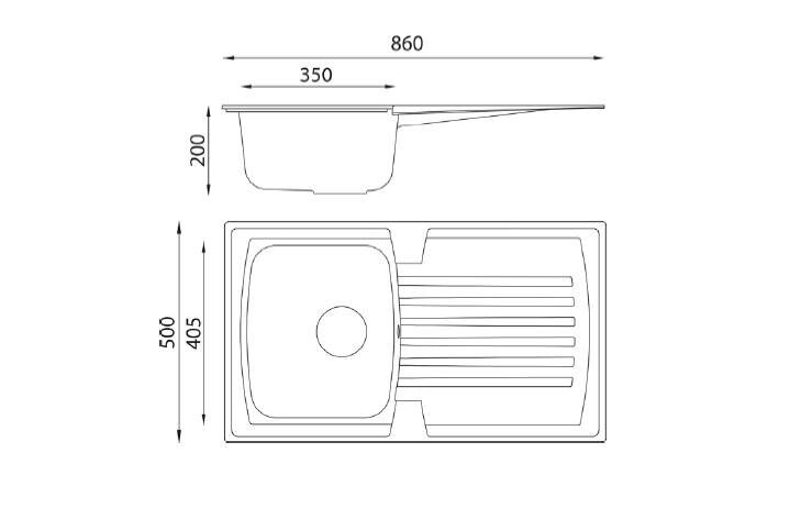 Respekta Einbauspüle Boston 86 x 50 W weiß Mineralite B/H/T: ca. 86x20x50 cm