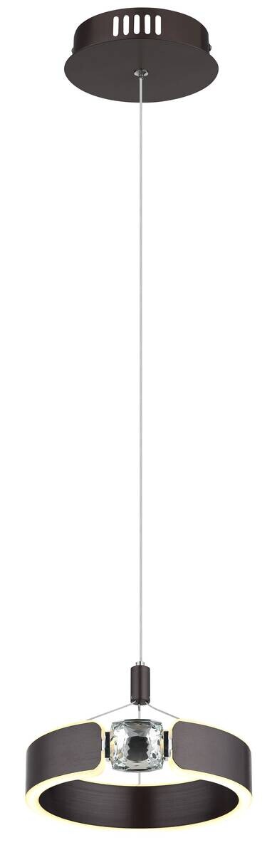 GLOBO LED-Pendelleuchte bronze Opal Metall Acryl H/L: ca. 125x22 cm