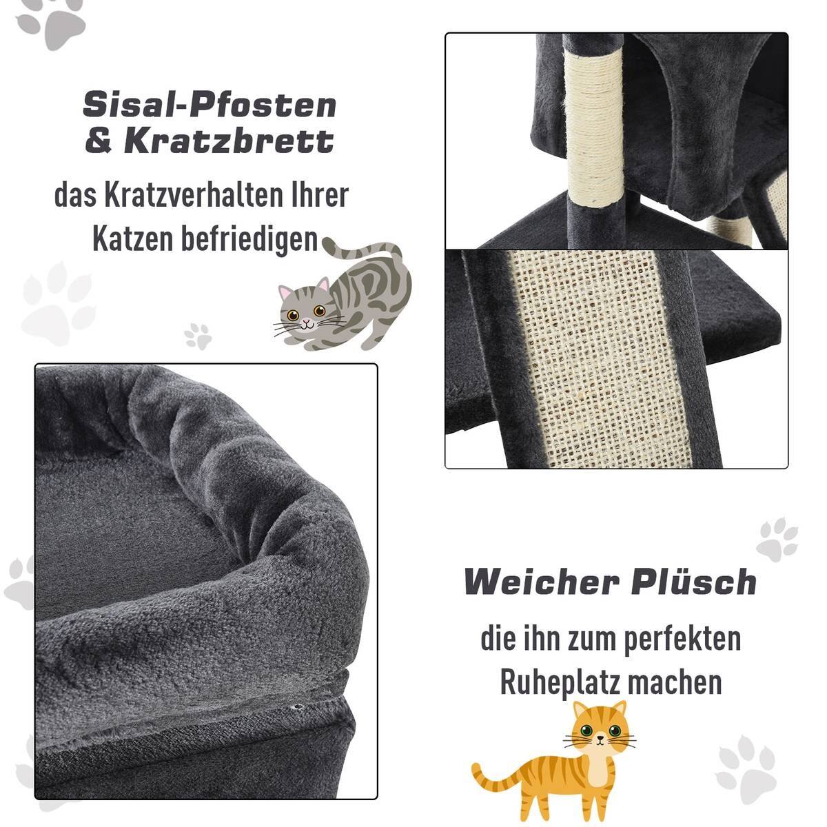 PawHut Kratzbaum dunkelgrau Spanplatte B/H/L: ca. 39x83x59 cm