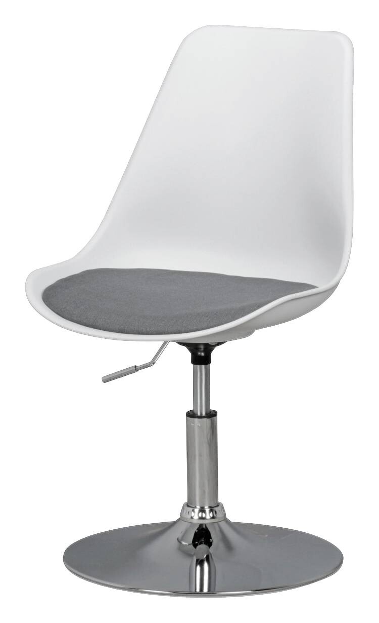 Drehstuhl weiß grau Chrom Kunststoff Stoff Metall