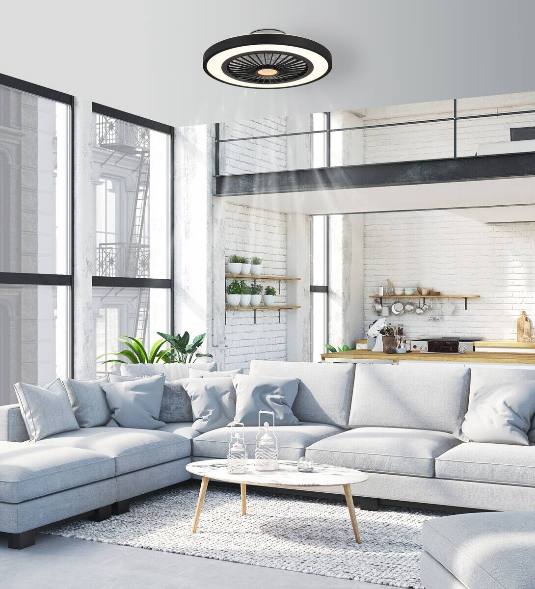 GLOBO Deckenventilator mattschwarz Opal H/D: ca. 15,9x54 cm max. 45 W