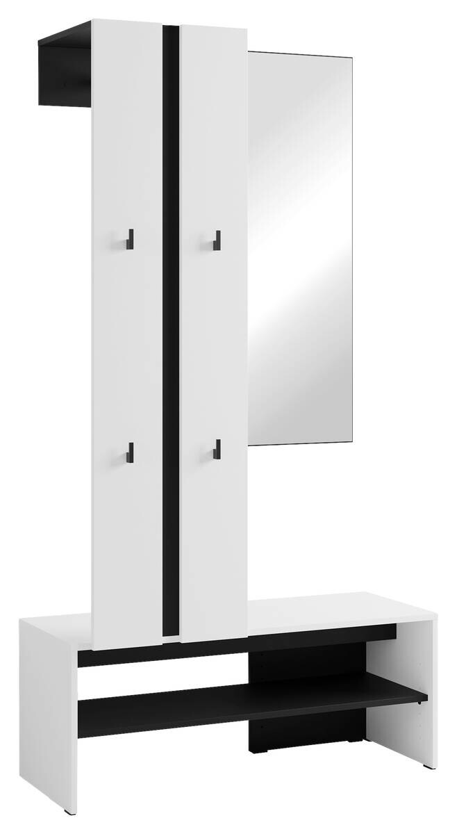 Garderobenset NANTE weiß schwarz B/H/T: ca. 100x186x40 cm