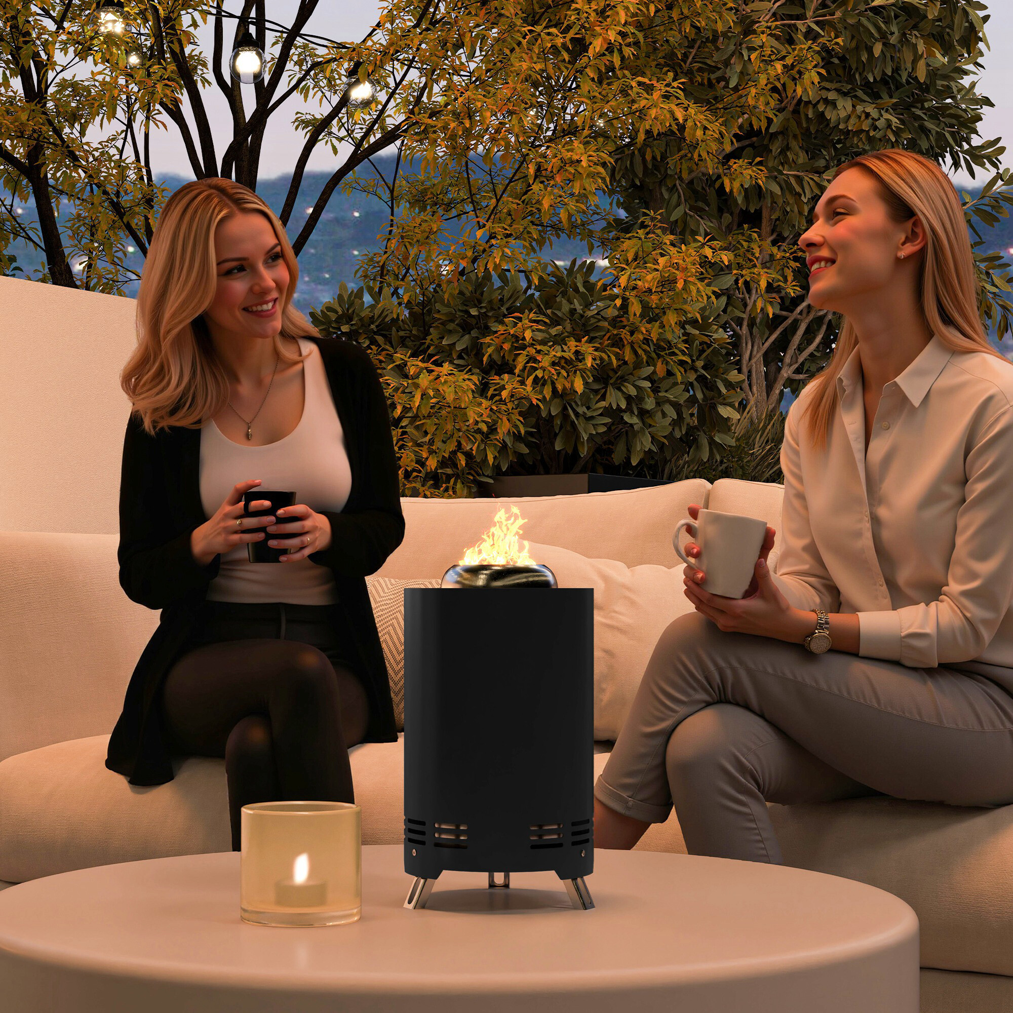 Outsunny Feuerschale schwarz Edelstahl B/H/L: ca. 16x25x16 cm