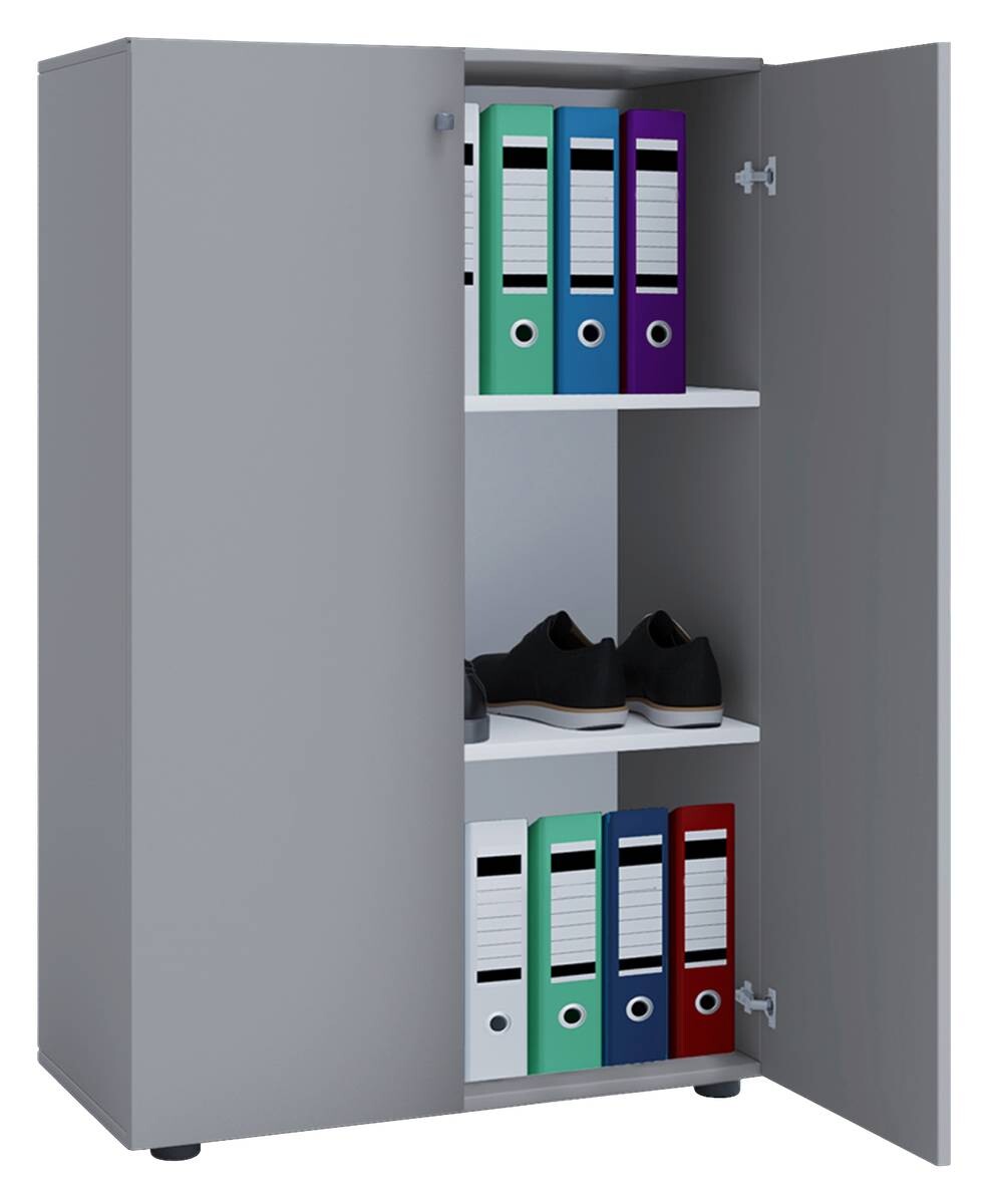 Büroschrank Lona XL grau weiß B/H/T: ca. 70x110x39 cm