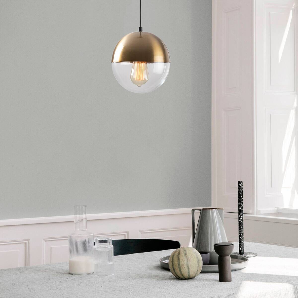 Opviq Pendelleuchte Bastos bronze Glas Metall B/H/T/L/D: ca. 20x117x20x20x20 cm E27 1 Brennstellen