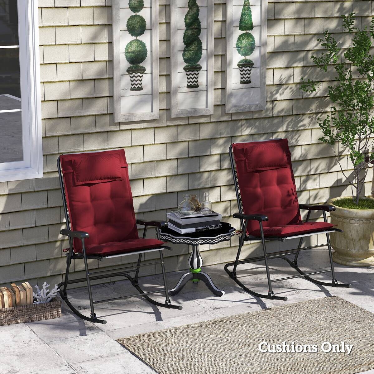 Outsunny Liegenauflage 2er Set weinrot Polyester B/H/L: ca. 50x5x116 cm