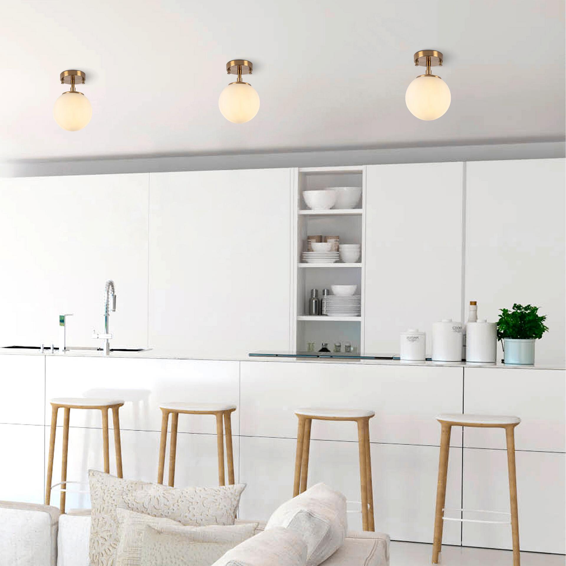 Opviq Deckenleuchte Atmaca-10220 Glas Metall B/H/T/L/D: ca. 15x23x15x15x15 cm E14 1 Brennstellen