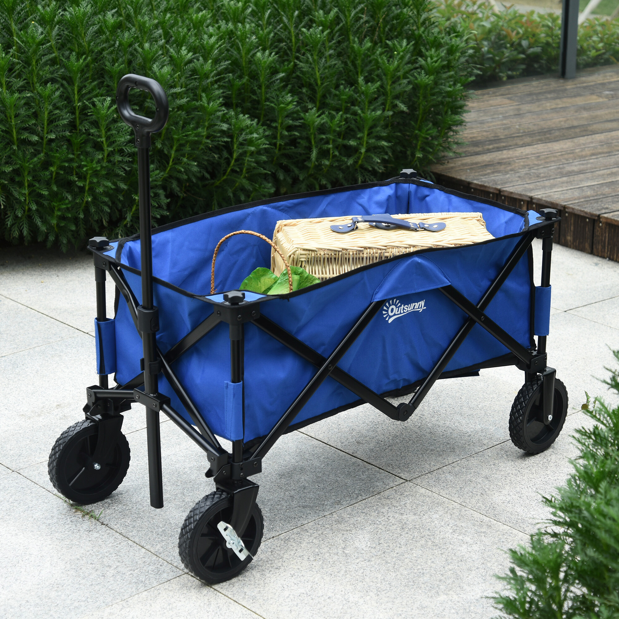 Outsunny Bollerwagen faltbar dunkelblau Stahl B/H/L: ca. 51x92x107 cm