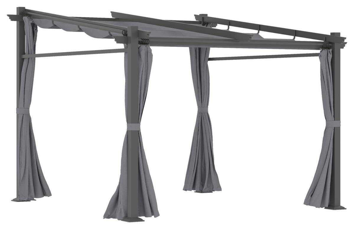 Outsunny Pergola mit Sonnendach grau Polyester B/H/L: ca. 295x230x297 cm
