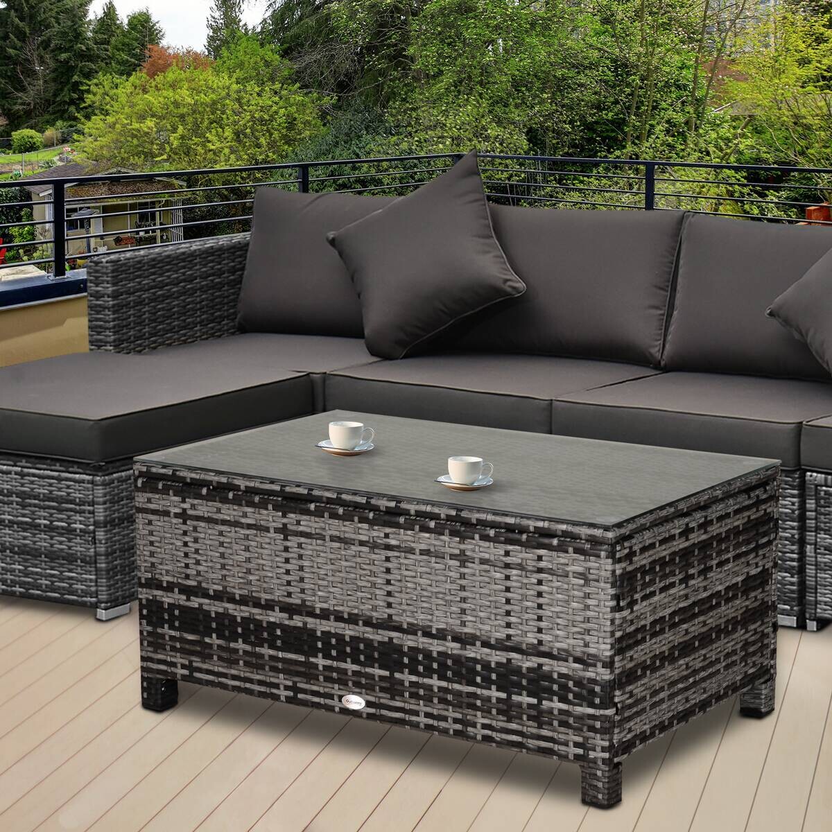 Outsunny Beistelltisch grau Polyrattan B/H/L: ca. 50x85x39 cm