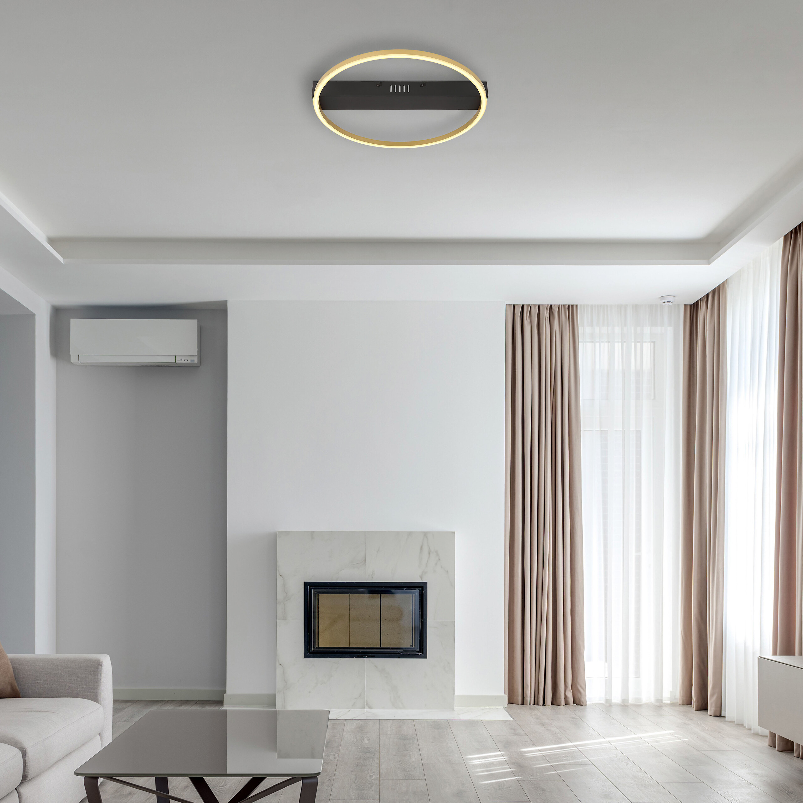 GLOBO Deckenleuchte gold Opal schwarz Metall Acryl B/H/L: ca. 39,4x5,3x40 cm 1 Brennstellen