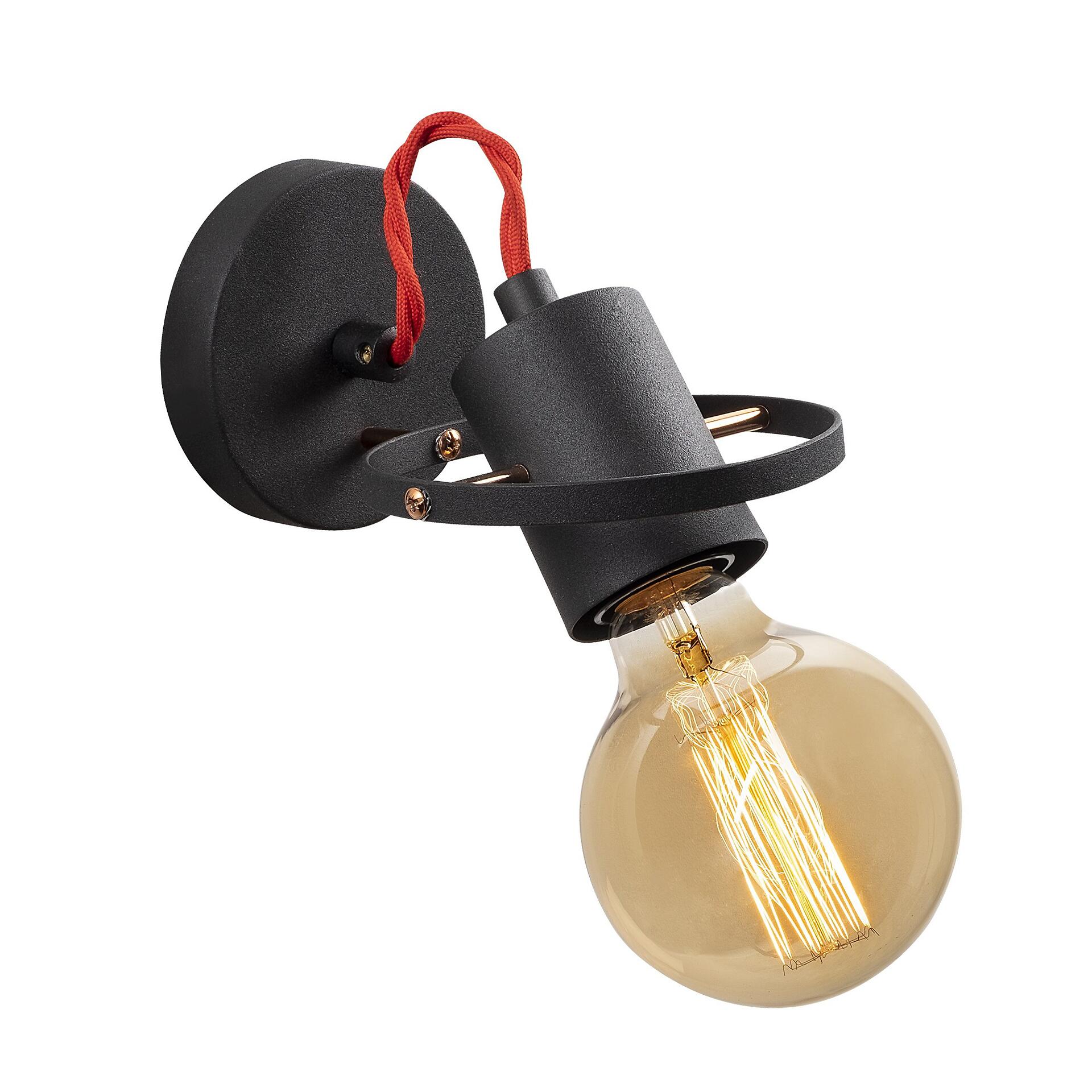 Opviq Wandleuchte schwarz Metall B/H/L: ca. 17x13x12 cm E27 1 Brennstellen