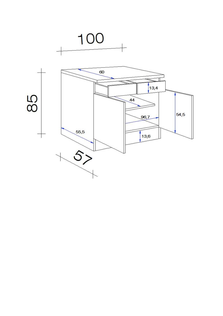 Unterschrank Avila Magnolie matt B/H/T: ca. 100x85x60 cm
