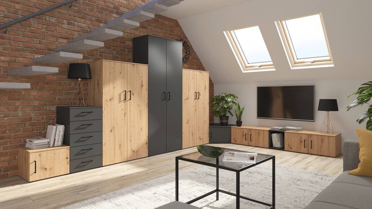 Schrank Multi-Stauraum Typ 16 Beton Optik B/H/T: ca. 45x115x40 cm