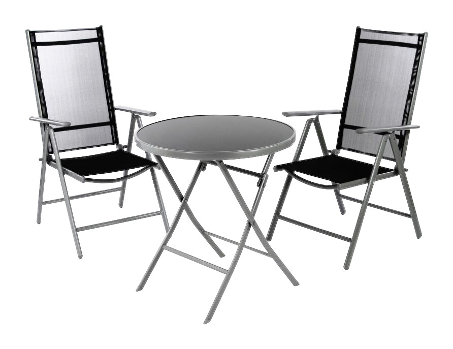 VCM Gartensitzgruppe schwarz Stahl B/H/T: ca. 56x105x65 cm