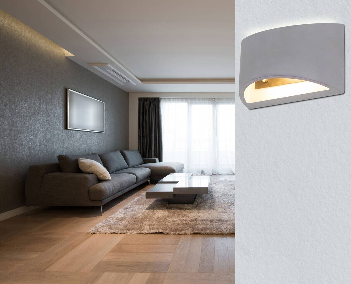 GLOBO Wandleuchte grau Beton B/H: ca. 20x12 cm 1 Brennstellen