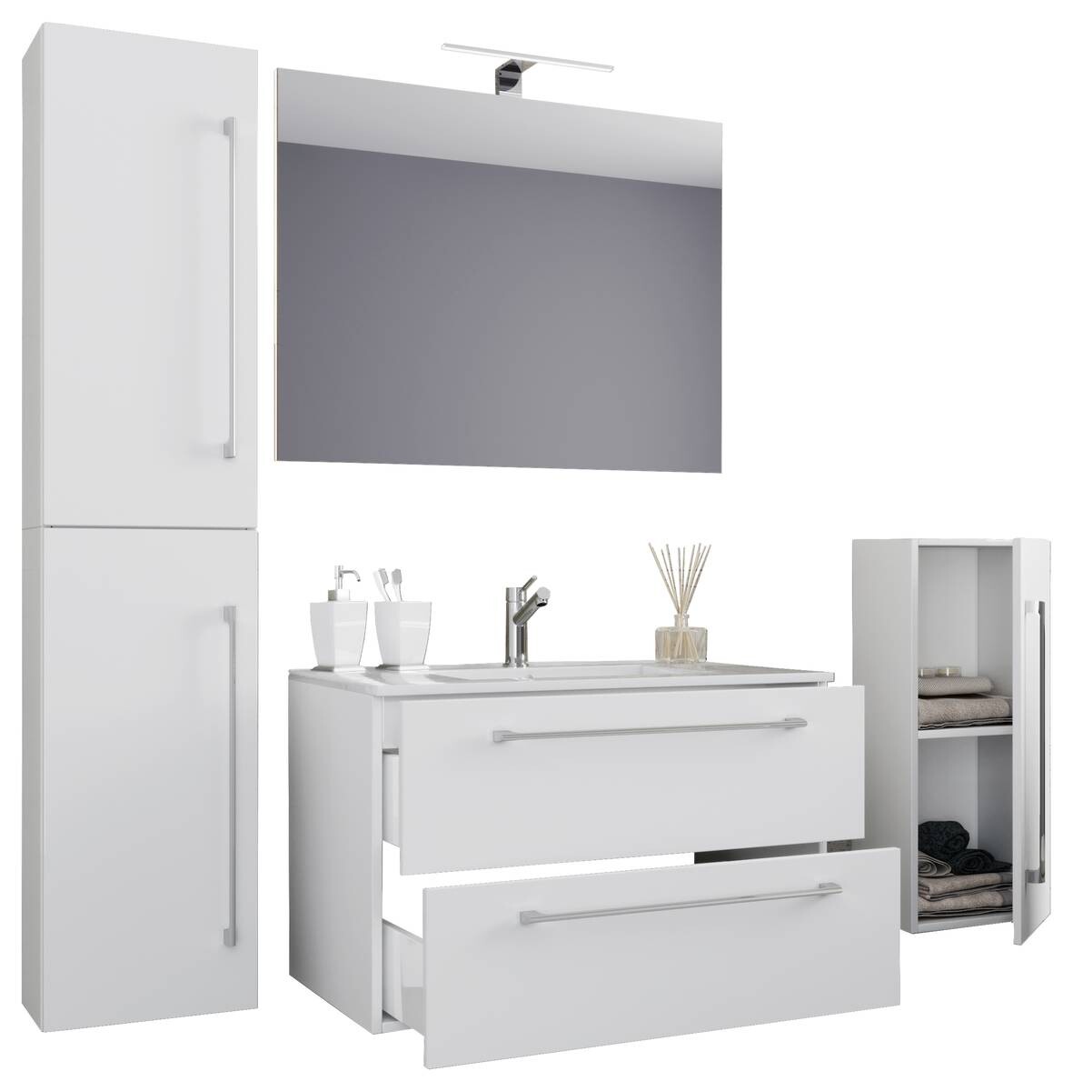 Waschplatz 5tlg-Badinos weiß B/H/T: ca. 60x50x46 cm