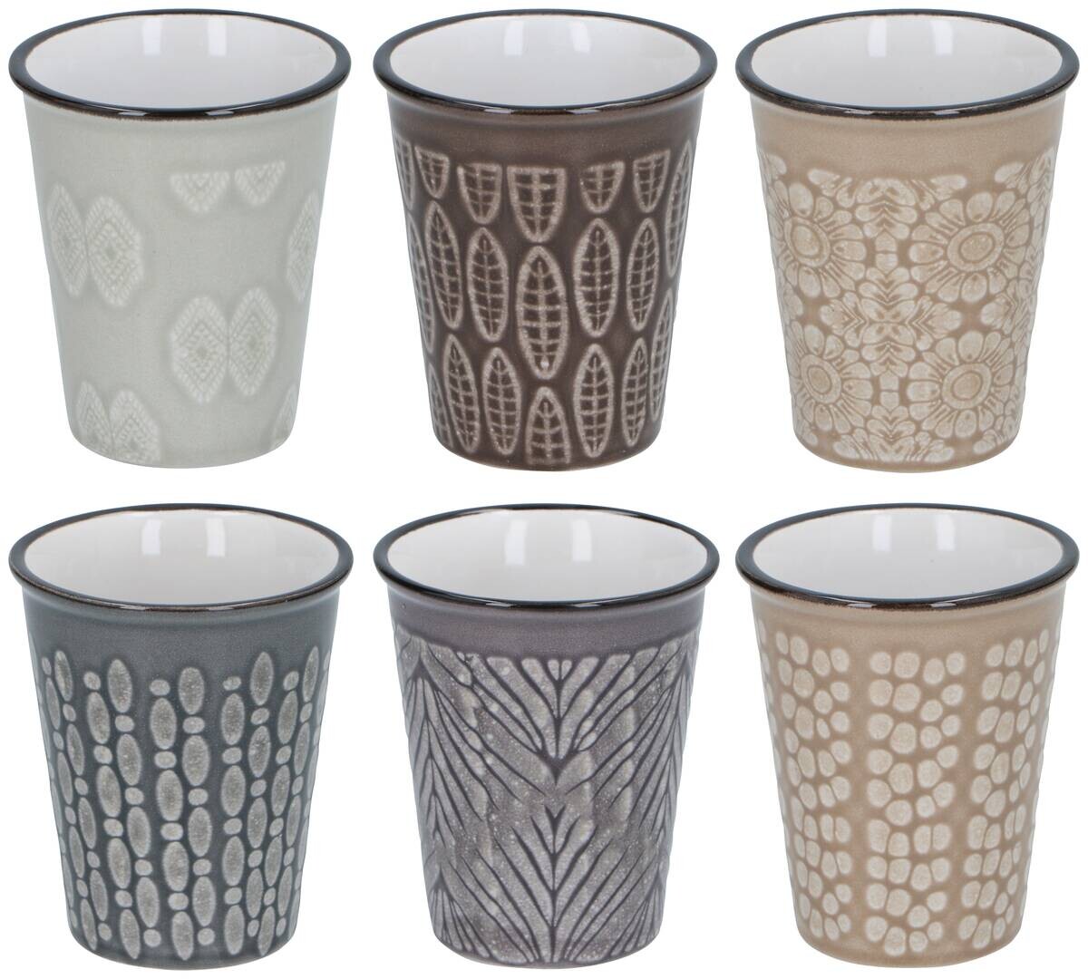 Tassen-Set braun Steinzeug B/H/L: ca. 6,4x7,5x6,4 cm