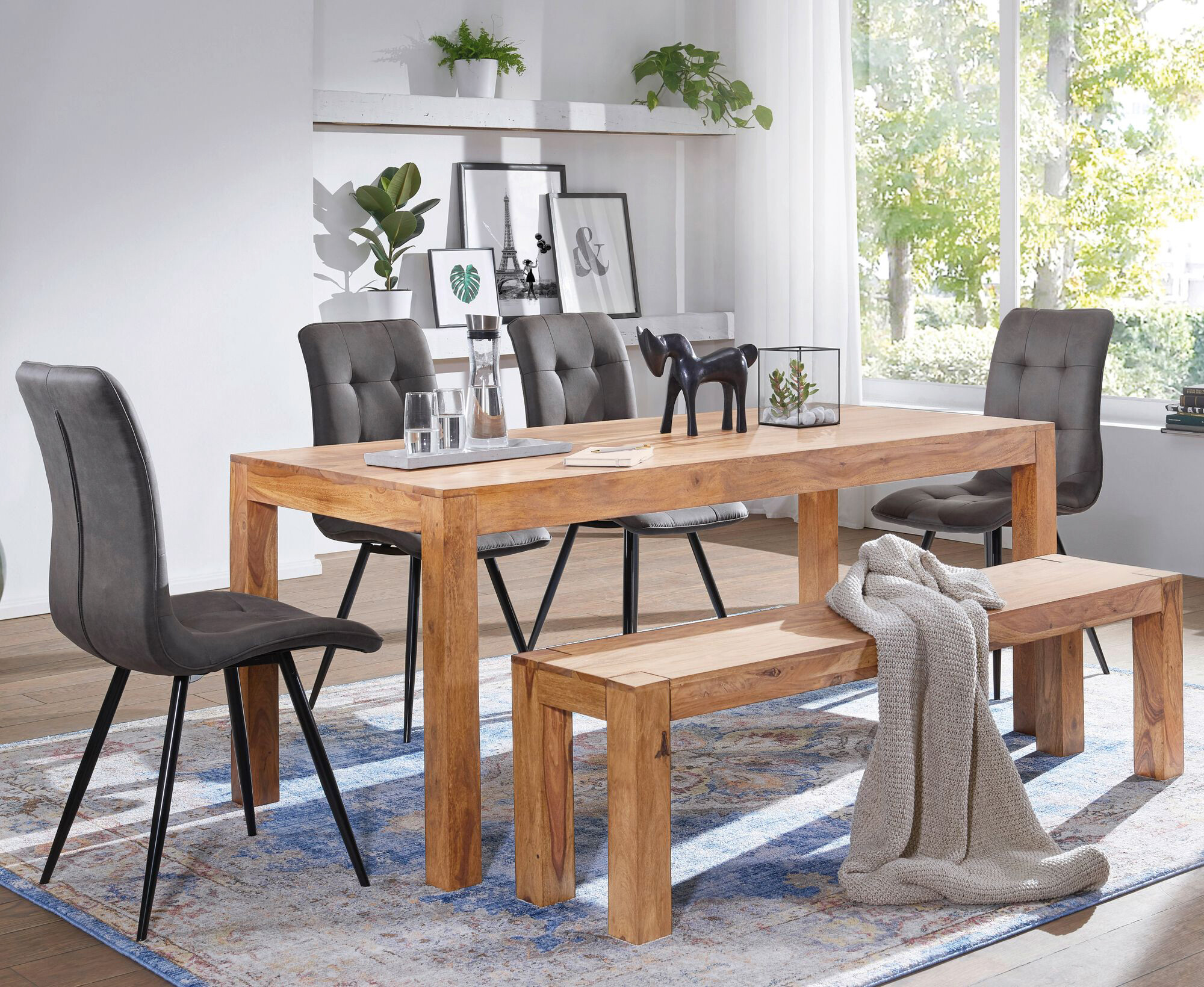 Sitzbank natur Akazie B/H/T: ca. 180x45x35 cm