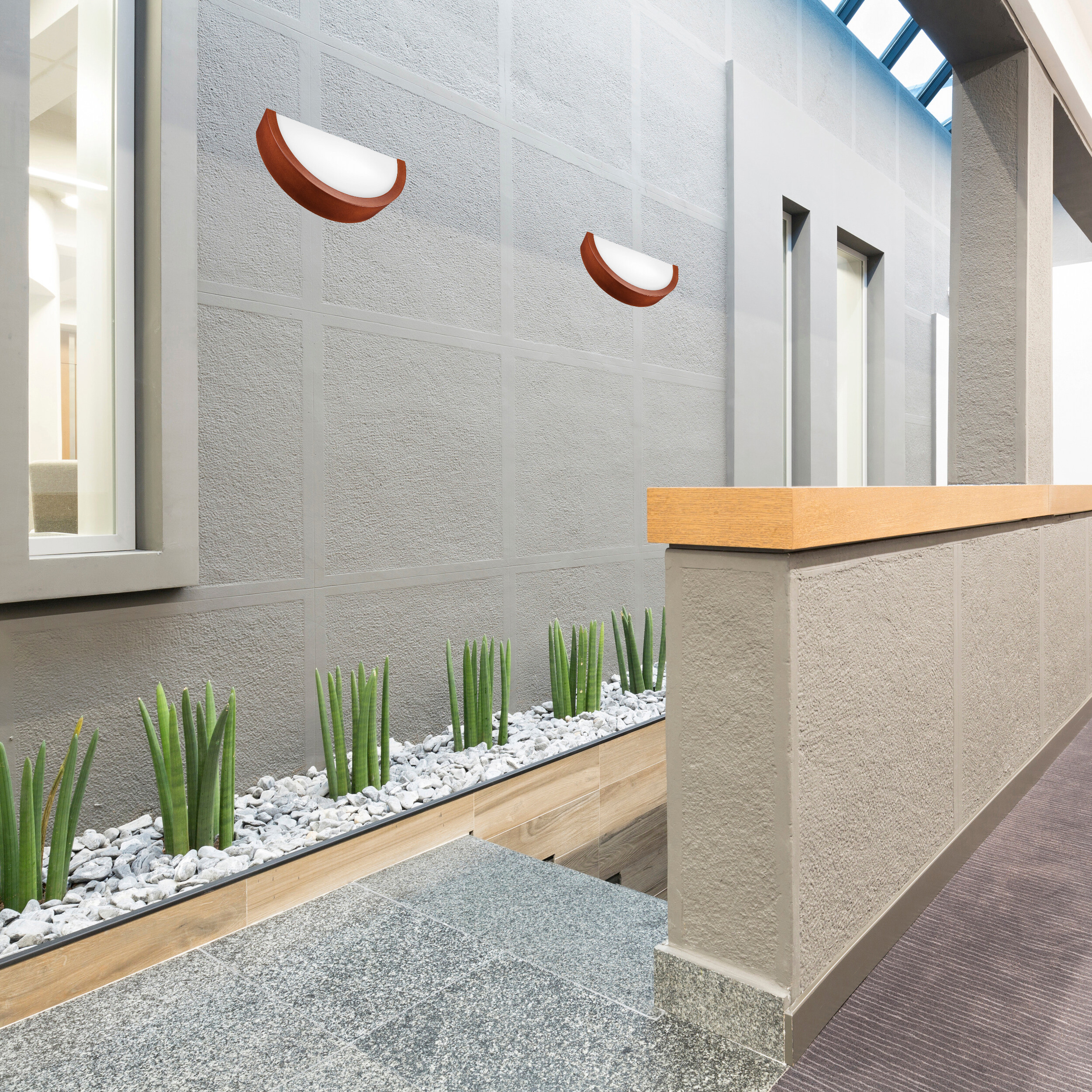 Lamkur Wandleuchte rustikal Glas Holz B/H/L: ca. 20x14x30 cm E27 1 Brennstellen