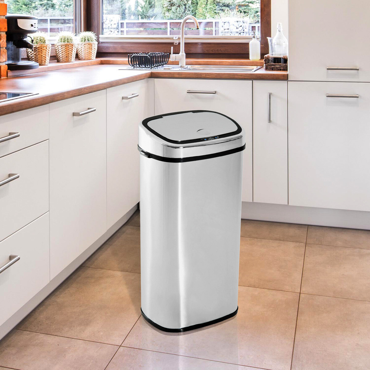 HOMCOM Mülleimer mit Sensor silber B/H/L: ca. 29,5x78x40,5 cm