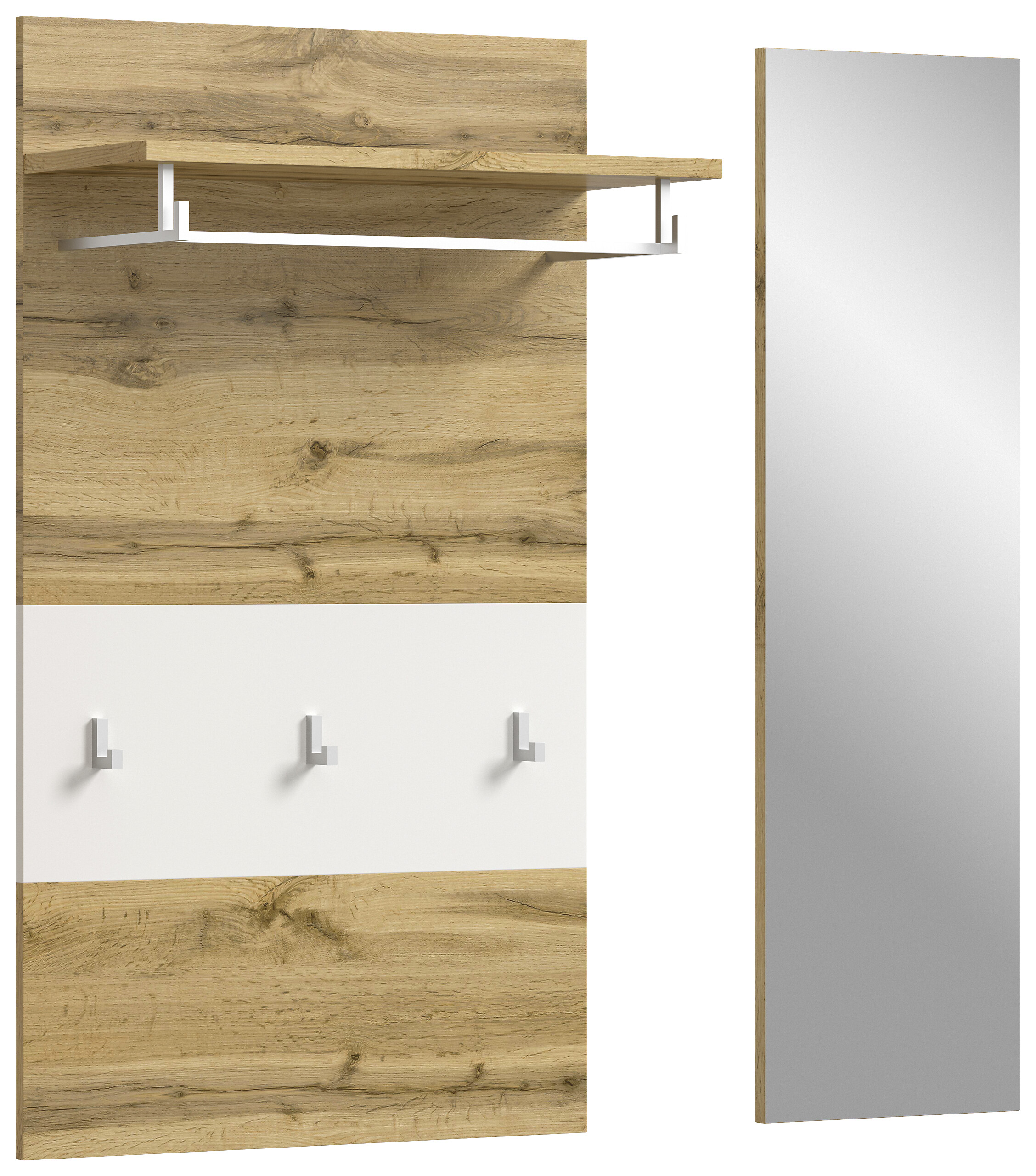 Garderobenpaneel JAM Eiche Wotan Nachbildung weiß B/H/T: ca. 90x106x27 cm Garderobenpaneel JAM Eiche Wotan Nachbildung weiß B/H/T: ca. 90x106x27 cm