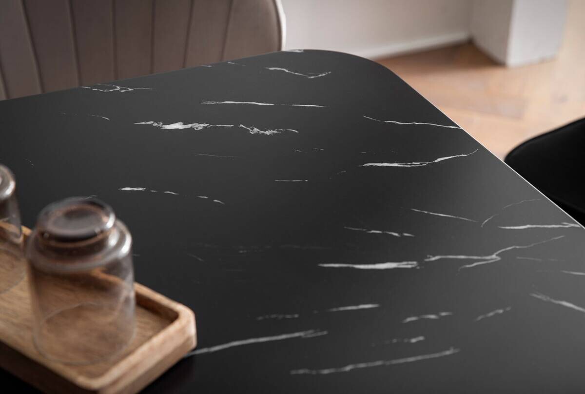 Esstisch schwarz Marmor Optik B/H/T: ca. 180x76x90 cm