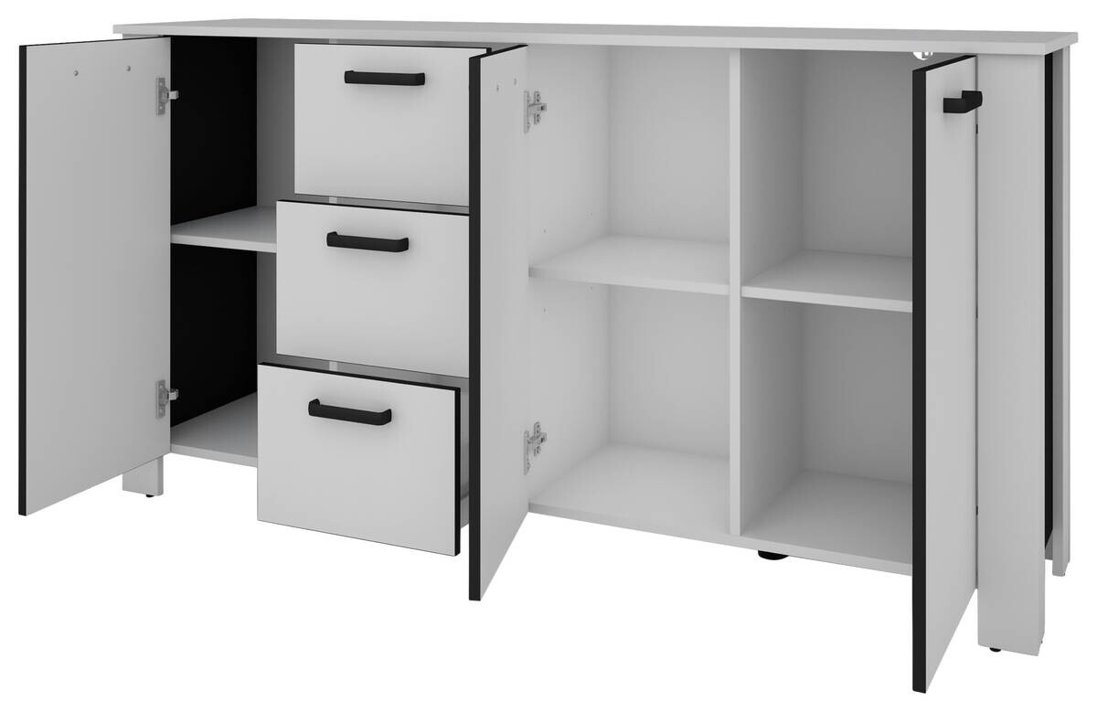 Sideboard FARO weiß schwarz B/H/T: ca. 160x84x40 cm