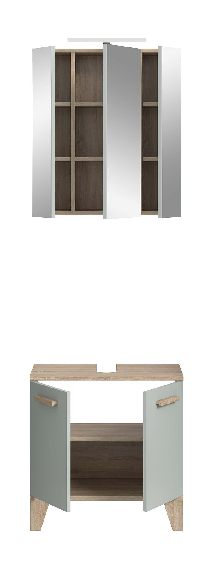 Badezimmer-Set STAR hellgrün Eiche hell Nachbildung B/H/T: ca. 60x190x34 cm