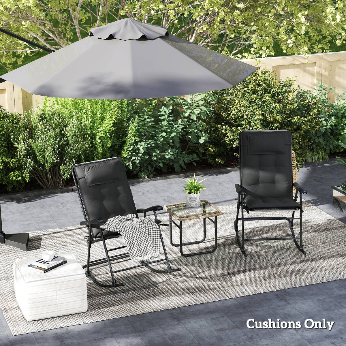 Outsunny Liegenauflage 2er Set dunkelgrau Polyester B/H/L: ca. 50x5x116 cm