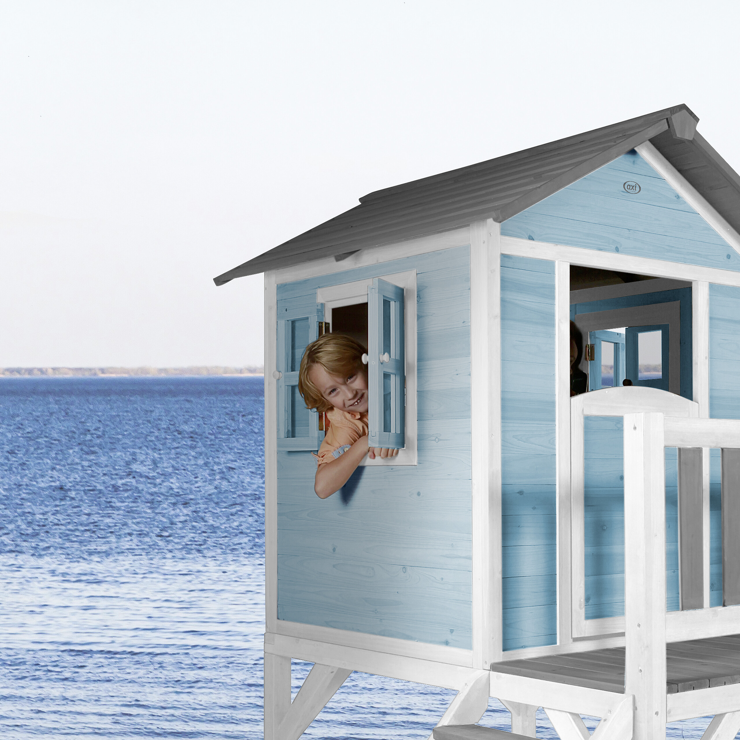 AXI Spielhaus Lodge XL blau B/H/L: ca. 240x189x167 cm